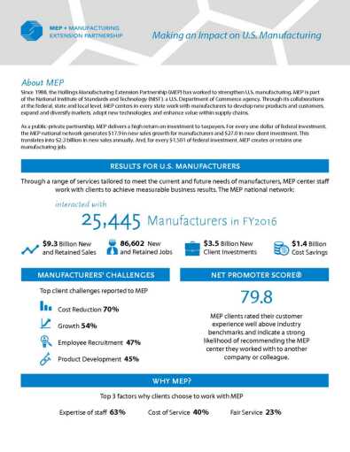 MEP – Making an Impact on U.S. Manufacturing